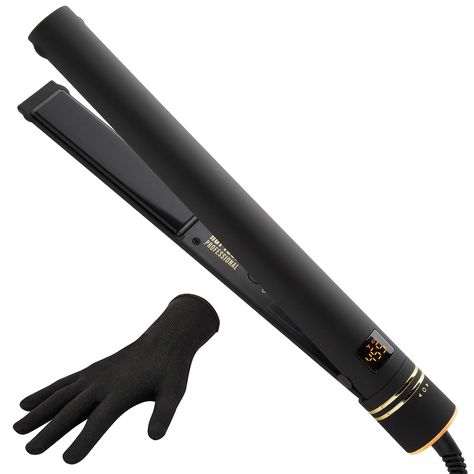 Hot Tools Pro Artist Black Gold Evolve Ionic Salon Hair Flat Iron | Long-Lasting Finish for Straightening Hair, (1 in)