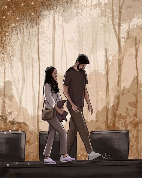 😍😍😍😍 Illustration Couple Aesthetic, Animated Couple Pics, Couples Illustration Romantic, Animated Couple Images, Romantic Cartoon Couple Images, Romantic Cartoon Images, Love Cartoon Couple, Couple Walking, Cute Couple Drawings