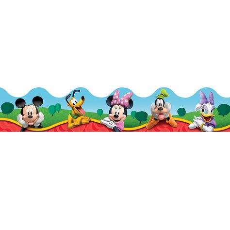 Mickey Mouse Clubhouse Characters Bulletin Board Trim | Eureka School Mickey Mouse Clubhouse Characters, Mickey Party Decorations, Mickey Mouse Classroom, Disney Themed Classroom, Prek Crafts, Mickey Clubhouse, Disney Classroom, Disney Clipart, Mickey Mouse Images