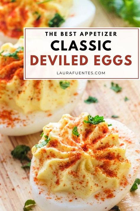 Deviled eggs with parsley Best Classic Deviled Eggs, Classic Deviled Eggs Recipe Best, How To Make Deviled Eggs, Devilled Eggs Recipe, Best Deviled Egg Recipe Ever, Deviled Eggs Recipe Best, Best Deviled Eggs Recipe, Ww Sides, Perfect Deviled Eggs