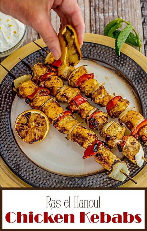 Moroccan Chicken Kebab, Moroccan Chicken Kabobs, Ras Al Hanout Recipes, Rad El Hanout Recipes, Ras El Hanout Chicken Recipe, Recipes With Ras El Hanout, Ras El Hanout Recipe Dishes, Moroccan Kebab, Morocco Recipes