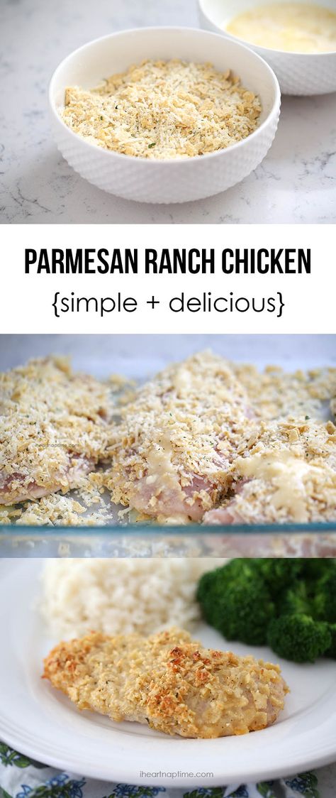 Parmesan ranch chicken recipe ...so simple and delicious! One of our family favorites! Parmesan Ranch Chicken, Ranch Chicken Recipe, Parmesan Ranch, Baking Chicken, Ranch Chicken Recipes, Baked Chicken Tenders, Cheese Bake, Chicken Tender, Parmesan Crusted Chicken