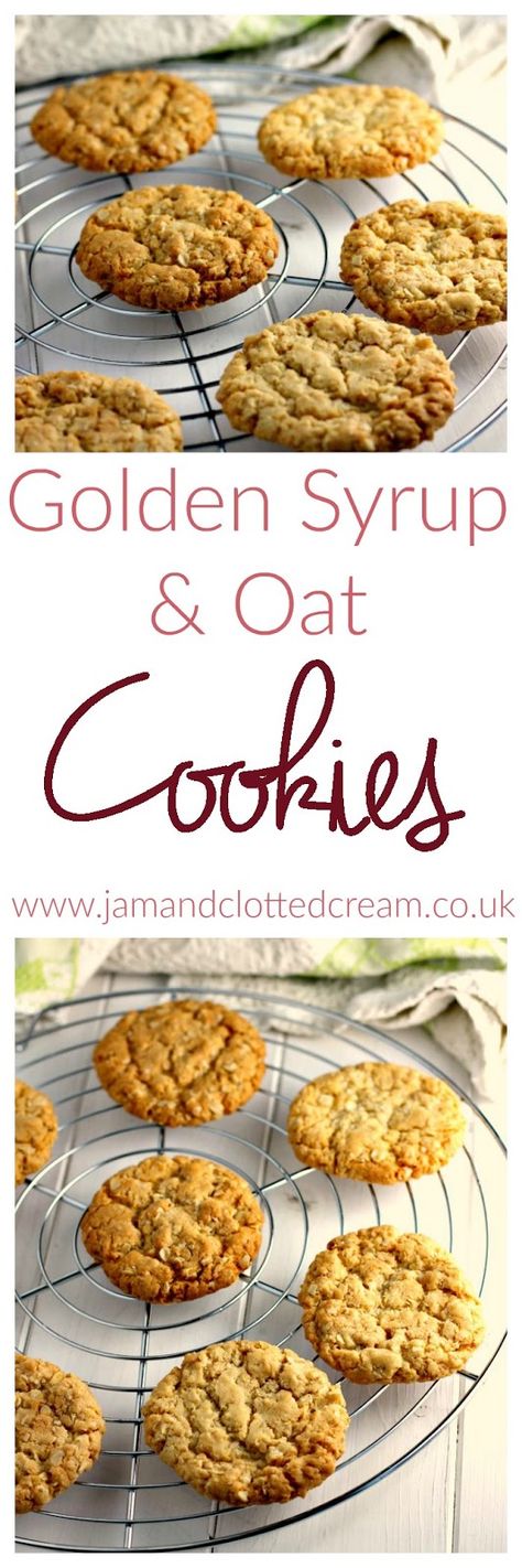 Golden Syrup and Oat Cookies Golden Oat Cookies, Egg Free Biscuit Recipe, Easy Biscuit Recipe Uk, Oats Cookies Recipe Easy, Recipes With Golden Syrup, Easy Biscuit Recipe Kids, Hobnobs Recipe, Oat Cookie Recipes, Easy Oat Cookies