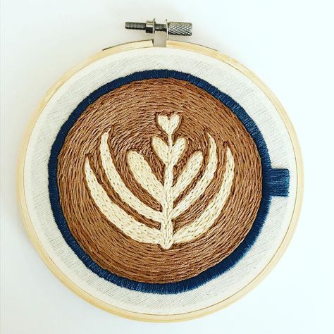 Coffee Embroidery, Monday Vibes, Embroidery Ornaments, Embroidery Hoop Crafts, Embroidery Wall Art, Dmc Embroidery, Upcycle Sewing, Hand Embroidery Videos, Dmc Embroidery Floss