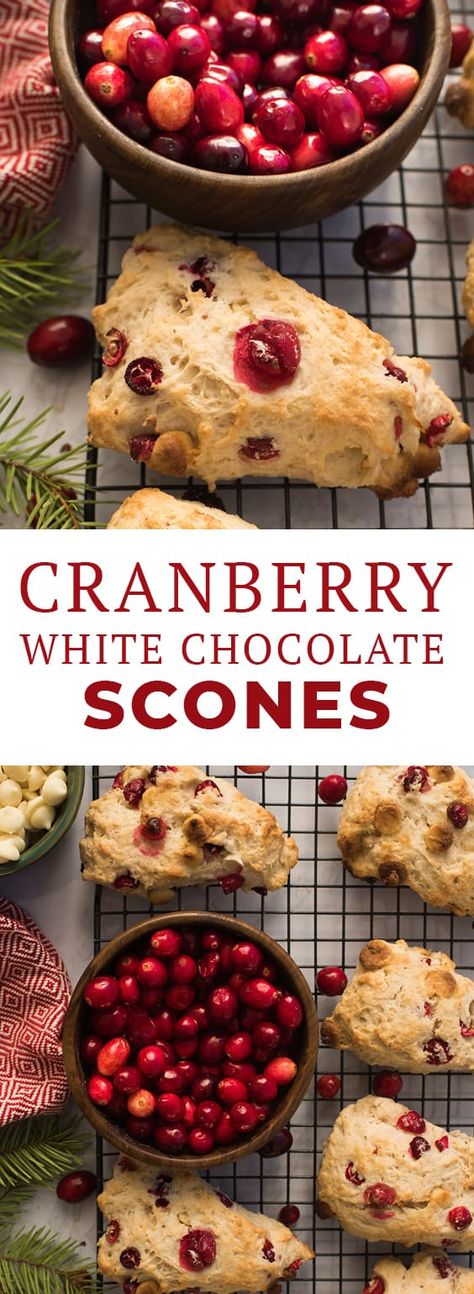 Breakfast Christmas Party, Cranberry White Chocolate Scones, Easy Scones Recipe, Easy Scones, White Chocolate Scones, January Recipes, Breakfast Christmas, Vegetarian Brunch, Cranberry White Chocolate