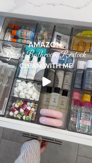 Sam Shannon on Instagram: "finally restocked my guest bathroom drawers 🕊️ #bathroomrestock #bathroomcleaning #guestbathrestock #asmrrestock #restocking #restockasmr #amazonbathroomfinds #amazonbathroommusthaves #organizedbathroom" Organization For Bathroom Drawers, Guest Bedroom Toiletries, Guest Drawer Bathroom, Makeup Organization In Drawers, Organize Guest Bathroom, Guest Bathroom Stock Ideas, Restock My Guest Bathroom, Restock Guest Bathroom, Guest Bathroom Essentials Products