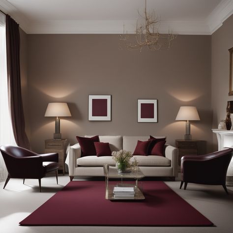 What Color Paint Goes With Maroon Carpet? Home Room Color Ideas, Painted Room Ideas Color Schemes, Modern Colour Combinations, Dark Red Living Room Ideas, Maroon Carpet Living Room, Drawing Room Color Ideas, Two Colours Combinations, Room Colour Combination Ideas, Furniture Colour Combination