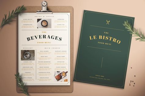 Classic Food Menu by KMZVR.Lab on @creativemarket #print #template #flyer #idea #creative #menu #elegant #clean #modern #green #minimal #restaurant  #design #food #lunch #poster #kmzvrlab #dinner #psd #luxury #classic #bistro #cafe #bar Short Menu Design, Minimal Restaurant Design, Minimal Menu Design, Lunch Poster, Cafe Flyer, Minimal Restaurant, Pasta Sandwich, Sandwich Baguette, Restaurant Classic