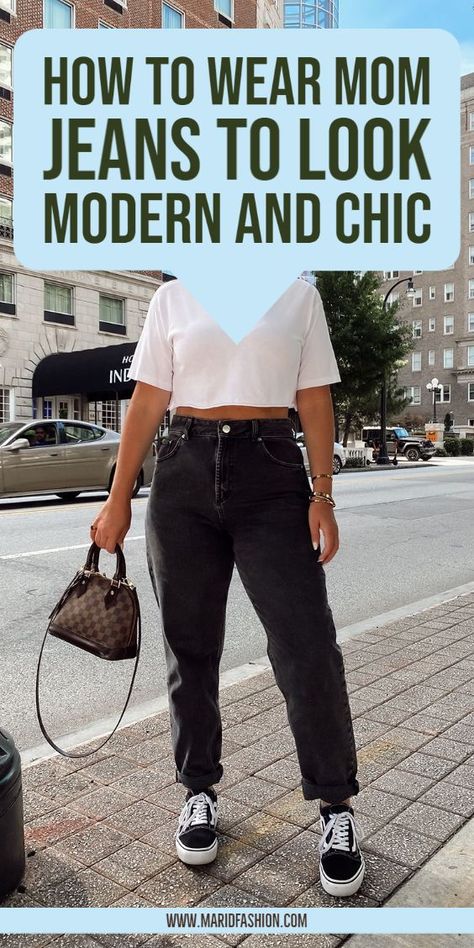 Tuesday Outfit Casual, What To Wear With Black Mom Jeans, Black High Waisted Jeans Outfit Casual, Tops To Wear With Mom Jeans, Things To Wear With Mom Jeans, Summer Mom Jeans Outfit, 90 Jeans Outfit, Shoes For Mom Jeans, How To Style Black Mom Jeans