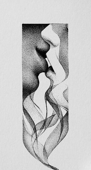 Good Sketches Ideas, Line Art Drawings Portraits, Pen Simple Drawing, Black Ink Drawing Simple, Black And White Pointillism, Black And White Pen Drawings, Dot Line Art, Stipple Art Ideas, Purism Art