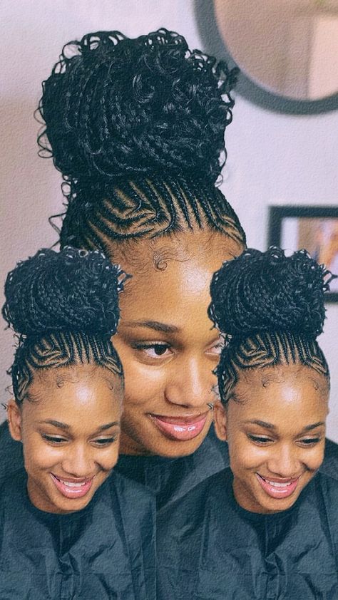 𝗧𝗿𝗶𝗯𝗮𝗹 𝗯𝗿𝗮𝗶𝗱𝘀____😍❤️ (cornrows in the front with knotless braids at the back) #myhandworks | Instagram Hairstyles Straight Up, Hairstyles Straight Up Braids, Cornrow And Knotless Braids Hairstyles, Ideas For Braids Hairstyles, Braids In Front Braids In Back, Straight Back And Braids Hairstyle, Cornrows With Accessories, Natural Hair Braid Updo Styles, Half All Back Half Braids