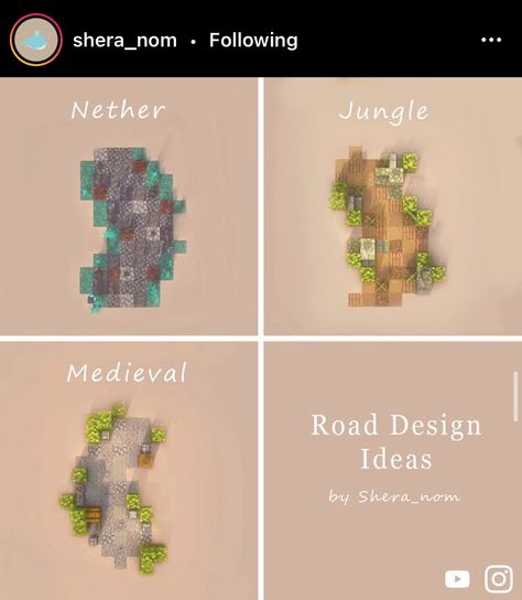 Medieval Pathway Minecraft, Medieval Road Minecraft, Road Ideas Minecraft, Minecraft Walking Path, Road In Minecraft, Road Minecraft Design, Paths In Minecraft, Minecraft Stone Path Ideas, Dirt Path Minecraft