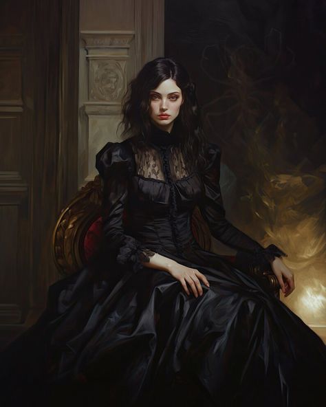 Classic Beauty Aesthetic, Dark Beauty Aesthetic, Gothic Woman Art, Dark Girl Aesthetic, Dark Gothic Aesthetic, Gothic Portrait, Gothic Female, Classic Vampire, Gothic Characters