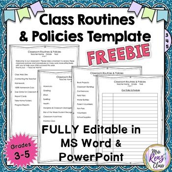 Classroom Policies, Class Expectations, Class Routine, Policy Template, High School Classes, School Class, Ms Word, Teacher Store, Teachers Pay Teachers