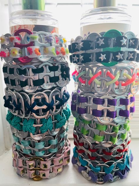 Can Tab Bracelet, Soda Tab Bracelet, Pop Tab Bracelet, Soda Tab Crafts, Can Tab Crafts, Pulseras Kandi, Soda Can Tabs, Pop Tab Crafts, Soda Tab