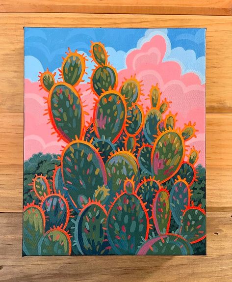 Cacti Paintings Acrylic, New Mexico Cactus, Mexico Cactus, Cactus Paintings, Sketchbook Challenge, Mexican Culture Art, Cactus Painting, What Can I Say, Desert Art