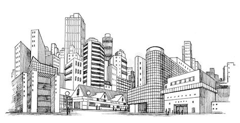 Urban city stock illustration Urban Area Drawing, Computer Painting, Skyline Drawing, Building Silhouette, Cityscape Drawing, Sketch Background, City Sketch, Silhouette Drawing, Building Drawing