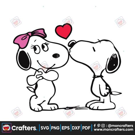 Cute Kissing Snoopy Valentine SVG Drawings For Her Romantic, Easy Snoopy Drawings, Snoopy Heart, Happy Snoopy, Snoopy Drawing, Snoopy Valentine, Half Sleeve Tattoos Drawings, Valentine Svg Files, Art Examples