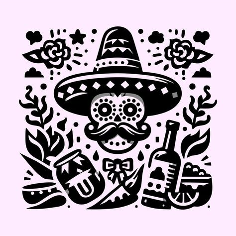 Mexico Design Graphic, Mexico Illustration Art, Mexican Characters, Mexican Graphics, Mexican Logo, Mexican Illustration, Mexican Graphic Design, Mexican Pattern, Mexico Design