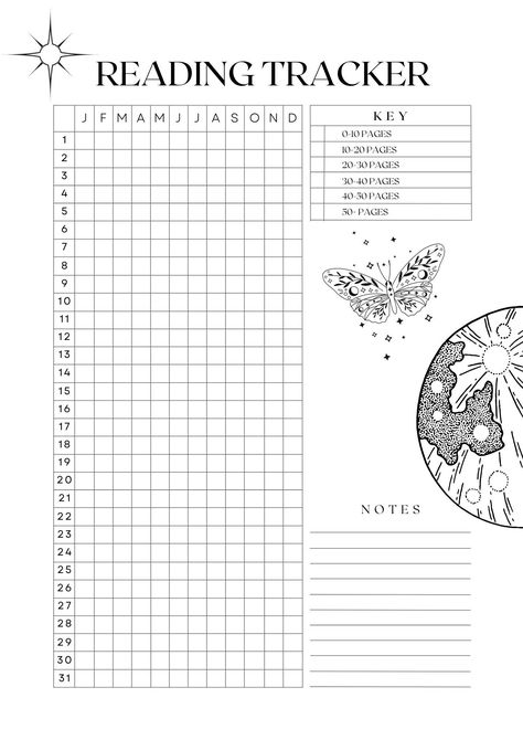 This is a reading tracker with a celestial theme! Moons, suns, stars and beautiful artwork decorates the different pages of this journal. It includes pages for monthly reading tracking, individual books, a to be read page, a section for quotes or thoughts and a 100 book challenge page. This PDF is easy to download and print or use digitally. Good Notes Book Tracker, Journal Pages Aesthetic Printable, Reading Pages Tracker, Tbr Bookshelf Template, Reading Journal Doodles, Page Tracker Reading Journal, Themes For Books, What I Read This Month Template, Bullet Journal To Print