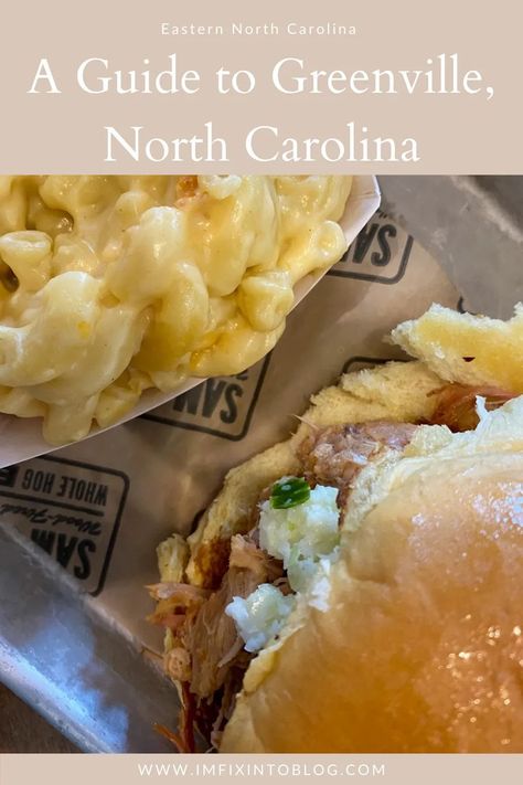 NC Blogger I'm Fixin' To shares things to do in Greenville, NC including what to do and where to eat. Check it out! North Carolina Food, Coastal Fog, Seafood Bisque, South Carolina Vacation, Sweet Potato Muffins, Greenville Nc, Gulf Shores Alabama, Tomato Pie, Greenville South Carolina