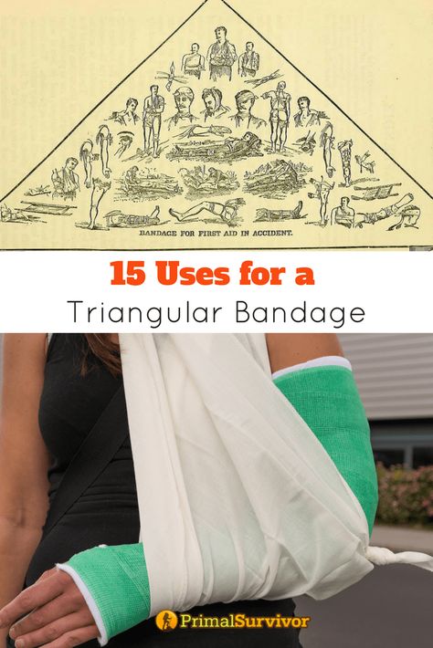 When it comes to first aid, there are two main types of bandages. The first are roller bandages, which are typically used for holding a dressing in place. The second is a triangular bandage.  While triangle bandages are most often used for making slings, they are very versatile – as you can see by these many uses for a triangular bandage. #triangularbandage #firstaid #preppers #preparedness #primalsurvivor Marshmallow Challenge, Triangular Bandage, Camping First Aid Kit, 72 Hour Kits, Emergency Preparation, Prepper Survival, Wilderness Survival, About Money, Survival Prepping