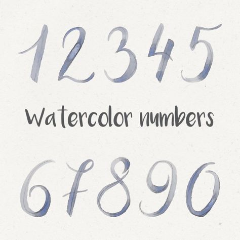 2 Calligraphy Number, Hand Lettered Numbers, Calligraphy Numbers Fonts, Number Calligraphy Fonts, Hand Lettering Numbers, Handwritten Numbers, Number Lettering, Calligraphy Numbers, Watercolor Numbers