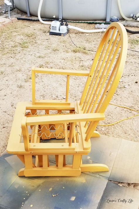 How to Paint a Wooden Glider Wooden Glider Chair, Montana Apartment, Nursery Glider Rocker, Outdoor Glider Chair, Nursery Rocker, Wooden Rocker, Outdoor Glider, Glider Rocking Chair, Porch Rocker