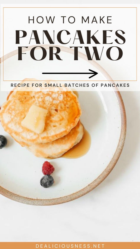 Don't want to spend extra time cooking extra pancakes or being left with extra pancake batter. Learn a Recipe For Pancakes for 2. Recipe For Small Batch Pancakes. Easy To Follow Instructions and Recipe From DEALiciousness.net Pancake Batter For One, Diy Pancake Mix Easy Small Batch, Small Batch Blueberry Pancakes, Pancake Recipe With No Baking Powder, Single Serving Pancakes, Small Batch Of Pancakes Recipes, 1 Serving Pancake Recipe, 2 Pancake Recipe, Basic Pancake Recipe Easy