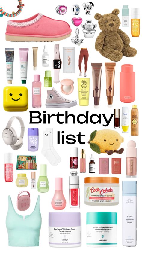 Christmas Wish List 11-12, Skincare For 11-12, Gifts For 14th Birthday Girl, Birthday Supplies Checklist, Skincare For 12-13, Things To Get For Your Birthday Teens 13-16, Birthday List Ideas, Birthday Shopping List, Birthday Needs