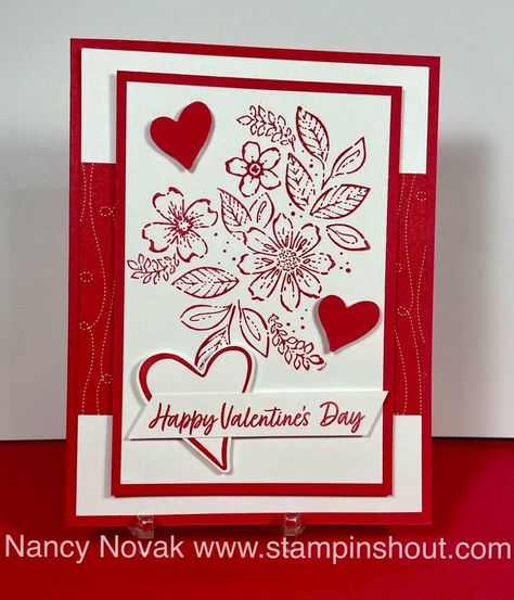 Stampin Up Most Adored Dsp Cards, Adoring Hearts Stampin Up Cards, Petal Park, Country Bouquet, Valentine Love Cards, Iridescent Foil, Video Project, Red Valentine, Valentine Cards Handmade