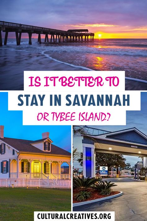 Whether it's better to stay in Savannah or Tybee Island depends on your preferences. Savannah offers historic charm, cultural attractions, and dining options, while Tybee Island boasts beaches, outdoor activities, and a more relaxed atmosphere. Consider your priorities and choose accordingly. Girlfriend Trips, Beach Relaxation, Tybee Island Beach, Tybee Island Georgia, Creek Bridge, Travel Georgia, Dream Honeymoon, Waterfront Restaurant, Beach Vacay