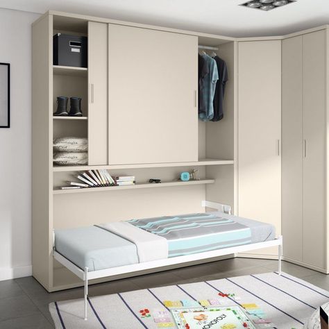 Murphy Bed Desk, Bunk Beds Built In, Maids Room, Kids Interior Room, Bed Furniture Design, Spare Bedroom, Kids Interior, Bed Wall, Kids Room Design