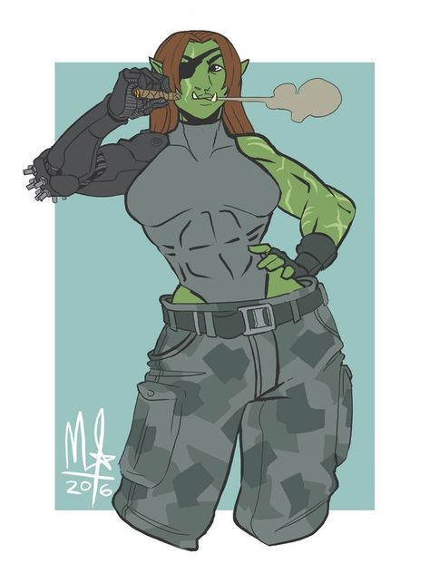 Shadowrun Orc, Orc Girl, Female Orc, Half Orc, Dungeons And Dragons Characters, Modern Fantasy, Urban Fantasy, Gremlins, Female Character Design