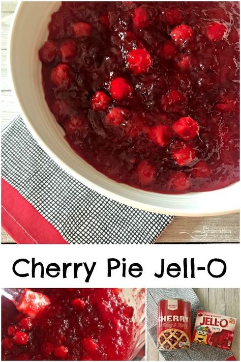 Cherry Pie Jell-O - An Affair from the Heart --FESTIVE CHERRY PIE JELL-O SALAD If you love Cherry Pie, you will be sure to love this Cherry Pie Jell-o Salad! So festive for the holidays, but delicious any day! #CherryPie #cherrypiefilling #cherryjello #jellosalad #christmassalad Cherry Jello Recipes, Holiday Jello, Jello Pudding Desserts, Fluff Salads, Festive Salad, Jello Pie, Cherry Pie Filling Recipes, Cola Recipe, Congealed Salad