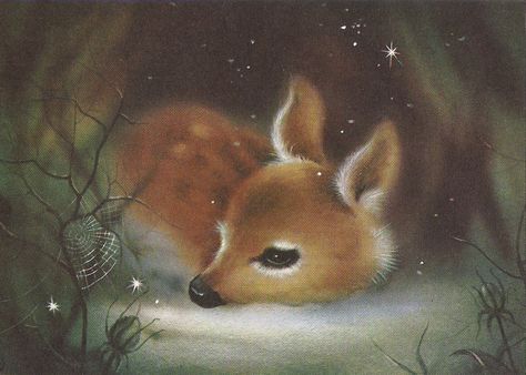 Sleeping Fawn Deer Illustration, Vintage Christmas Images, Vintage Deer, Christmas Graphics, Baby Deer, Christmas Scenes, Arte Animal, Arte Fantasy, Vintage Christmas Cards