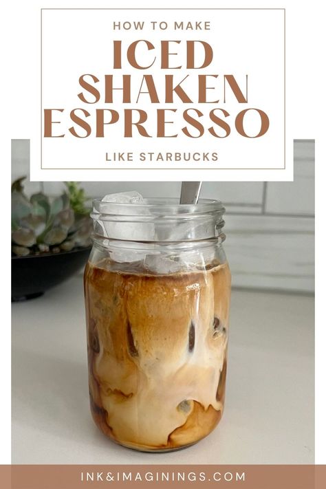 How To Make Shaken Espresso, Low Cal Shaken Espresso Starbucks, At Home Shaken Espresso, How To Make A Shaken Espresso, Shakerato Coffee Recipe, Iced Coffee Espresso Recipe, Espresso Machine Recipes At Home, Ice Shaken Espresso Starbucks, Iced Shaken Espresso At Home