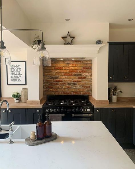 Brick Slip Splashback, Brick Slip Kitchen, Brickslips In Kitchen, Brick Slips Kitchen Splashback, Brick Splashback, Brick Slips Kitchen, Brick Slip, Diner Ideas, Brick Slips