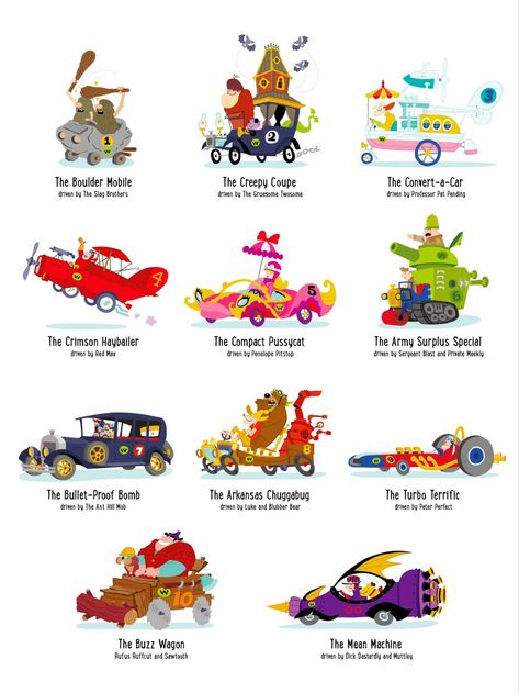 Wacky Races, Cartoon Cars, Hanna Barbera Cartoons, Morning Cartoon, Classic Cartoon Characters, Saturday Morning Cartoons, Old Tv Shows, Hanna Barbera, Kids Tv