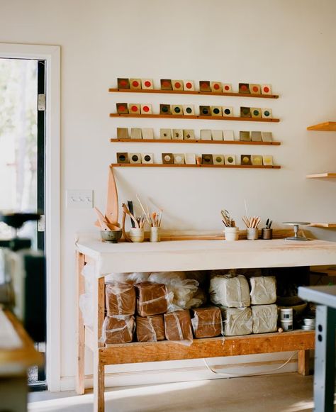 Photo 8 of 13 in Construction Diary: A Ceramicist Gets Hands On While Renovating Her Midcentury Home - Dwell Studio Layout, Art Studio Space, Garage Studio, Pottery Store, Art Studio Design, Handcrafted Tile, Midcentury Home, Art Studio At Home, Ceramic Workshop