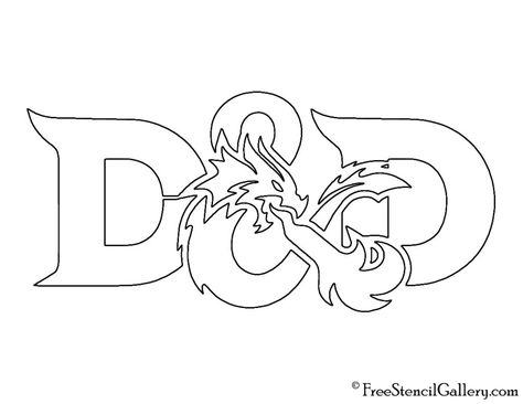 Dungeons and Dragons Logo Stencil | Free Stencil Gallery Dungeons And Dragons Logo, Dungeons And Dragons Diy, Dnd Diy, Dragon Symbol, Dnd Crafts, Dragon Coloring, Dungeons And Dragons Art, Dragon Coloring Page, Dragon Birthday