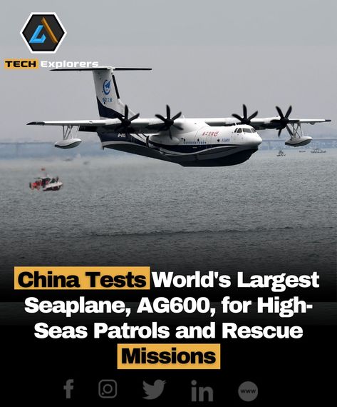 China has begun testing the AG600, the world's largest amphibious aircraft, marking a major milestone in its aviation and maritime capabilities. Developed by the Aviation Industry Corporation of China (AVIC), the 129.9 ft-long seaplane is designed for high-seas patrols, search and rescue missions, and cargo transportation between Chinese-controlled islands. The AG600 can reach any location in the South China Sea within four hours from Hainan, making it crucial for rapid response. The Airwor... Aviation Quotes, Aircraft Sales, Amphibious Aircraft, Marine Environment, South China Sea, Aviation Industry, South China, Emergency Response, Search And Rescue