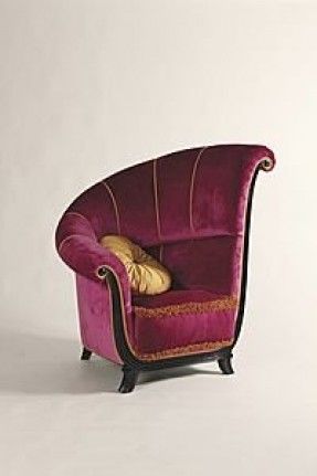 Art Deco Chair.  These usually come in pairs.  Coco Chanel had a right and left in Pink in her dressing room.  I am constantly searching for these! Art Nouveau Interior, Art Deco Chair, Deco Chairs, Interior Vintage, Red Chair, Versace Home, Deco Furniture, Funky Furniture, Art Deco Furniture