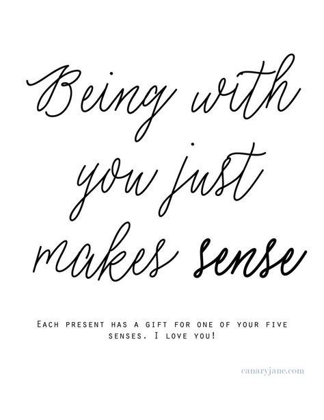 5 Senses Valentine Gift + Free Printable Tags - Canary Jane 5 Senses Cards For Him, Five Senses Gift Tags, Five Senses Gift Tags Free Printable, 5 Sense Gift Tags Printable Free, 5 Senses Quotes, 5 Senses Gift Tags Printable Free, 5 Sense Gifts, The 5 Senses Gift Ideas For Him, Five Senses Gift For Him