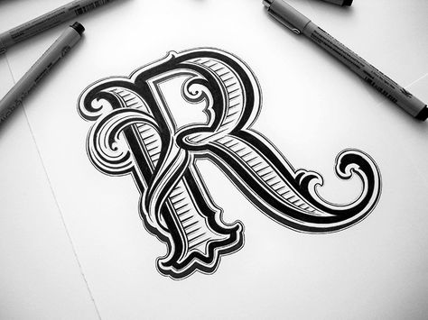 Hand Lettering Collection by Mateusz Witczak Inspiration Typographie, The Letter R, Alfabet Letters, Tattoo Lettering Fonts, Creative Lettering, Lettering Styles, Illuminated Letters, Types Of Lettering, Letter K