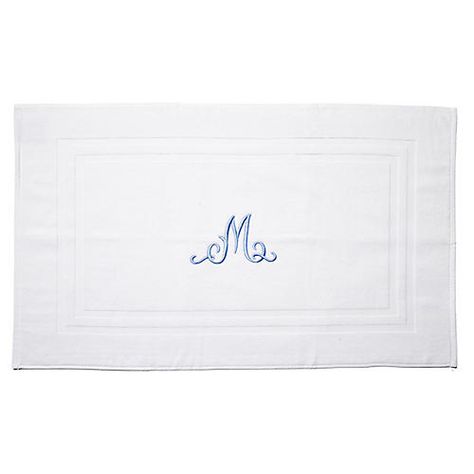 Script Monogram Bath Mat, White/Blue White Bath Mat, Affordable Modern Furniture, Script Monogram, Elephant Logo, Blue House, White Gloves, Italian Fabric, Stylish Home, Google Shopping