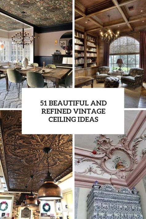 Ceiling Design Victorian, Victorian Wallpaper Ceiling, Box Ceiling Ideas, Wallpaper Ceiling With Beams, Different Ceiling Ideas, Interesting Ceiling Ideas, Vintage Ceiling Design, Checkerboard Ceiling, Ceiling Panels Ideas