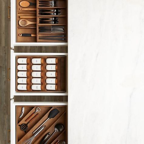 Marie Kondo Narrow In-Drawer Spice Organizer | The Container Store Marie Kondo Kitchen, Kitchen Drawer Organizers, Spice Organization Drawer, Utensil Drawer, Kitchen Drawer Organization, Utensil Organization, Kitchen Must Haves, Marie Kondo, Spice Organization