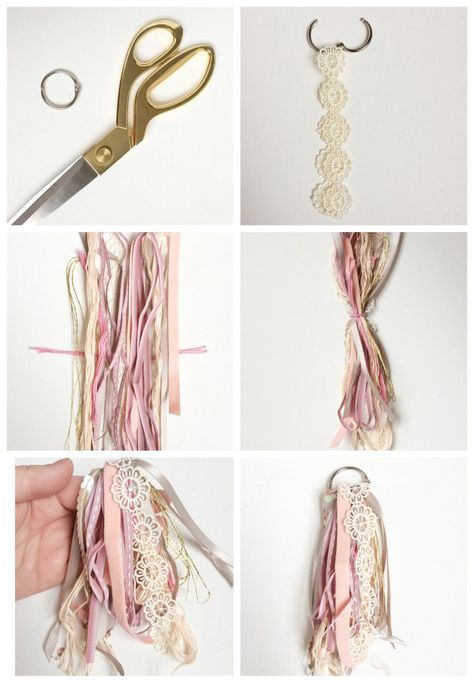 Tassel Keychain Diy, Tassels Tutorials, Ribbon Tassel, Ribbon Projects, Tassel Crafts, Gift Tags Diy, Diy Tassel, Shabby Chic Christmas, Tassel Garland