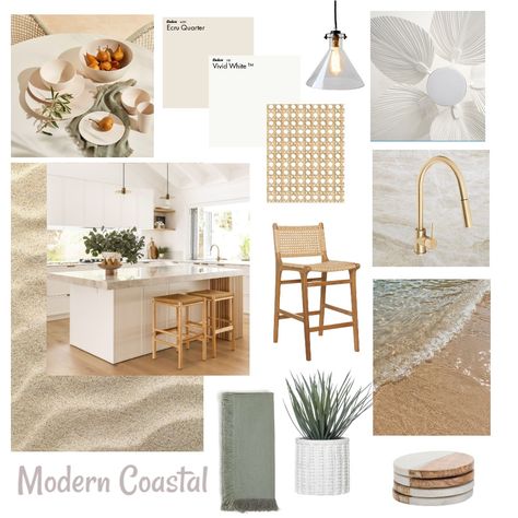 Modern Coastal Kitchen, Design Mood Board, Kitchen Interior Design, Coastal Kitchen, Interior Design Mood Board, Mood Board Design, Modern Coastal, Interior Design Kitchen, Kitchen Interior